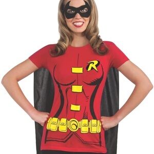 Rubie's Costume DC Comics Women's Robin T-Shirt With Cape And Eye Mask